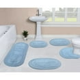 thumbnail image 1 of Home Weavers Inc Double Ruffle Collection 100% Cotton Non-Slip Bathroom Rug Set, Machine Washable Bath Rug, 5 Piece Bath Mat Set with Contour Blue, 1 of 5