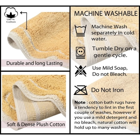 Home Weavers Inc Home Weavers Allure Collection Absorbent Cotton, Machine Washable and Dry Bath Rugs Butter 17"x24"