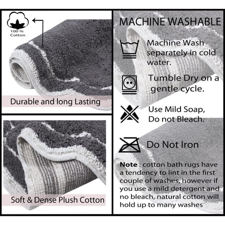 Home Weavers Inc Home Weavers Allure Collection Absorbent Cotton, Machine Washable and Dry Bath Rugs Dark Grey 21"x34"