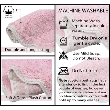 Home Weavers Inc Home Weavers Allure Collection Absorbent Cotton, Machine Washable and Dry Bath Rugs Pink 20"x20"