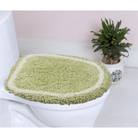 Home Weavers Inc Home Weavers Allure Collection Cotton Soft, Water Absorbent Toilet Seat Lid Cover, Machine Washable 18"x18" Toilet Lid Cover Green