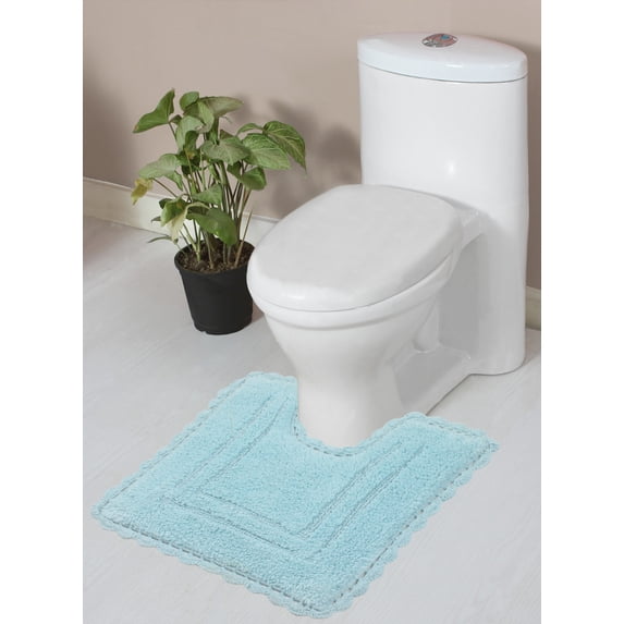 Home Weavers Inc Home Weavers Casual Elegence Bathmat Absorbent Cotton Machine Washable, Reversible Bath Rug Aqua 20"x20"