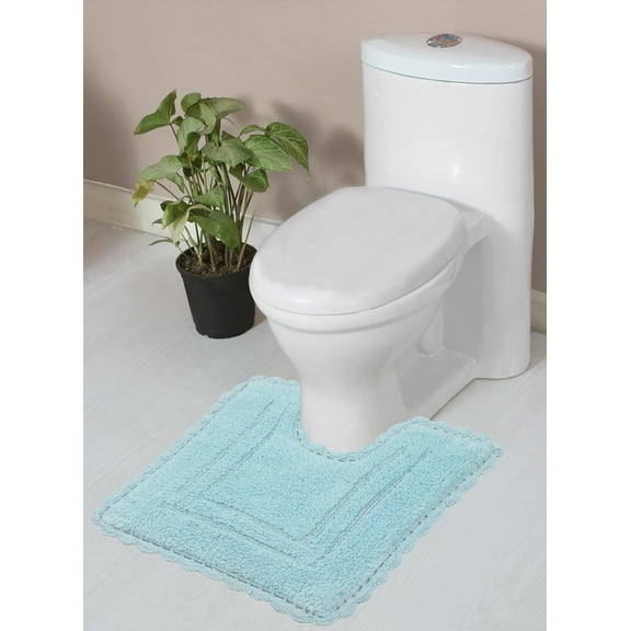 Home Weavers Inc Home Weavers Casual Elegence Bathmat Absorbent Cotton Machine Washable, Reversible Bath Rug Aqua 20"x20"