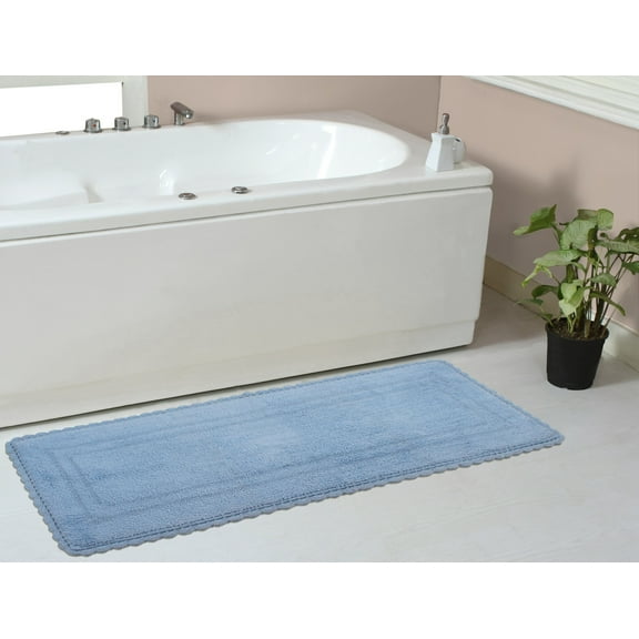 Home Weavers Inc Home Weavers Casual Elegence Bathmat Absorbent Cotton Machine Washable, Reversible Bath Rug Blue 21"x54"