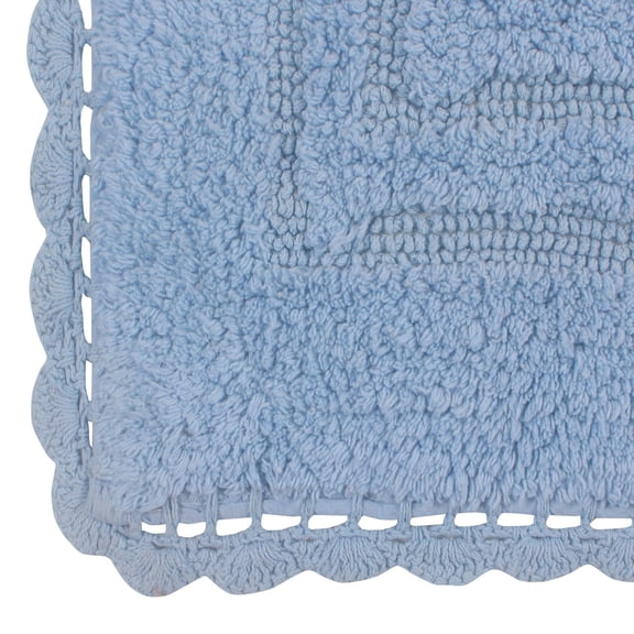 Home Weavers Inc Home Weavers Casual Elegence Bathmat Absorbent Cotton Machine Washable, Reversible Bath Rug Blue 24"x40"