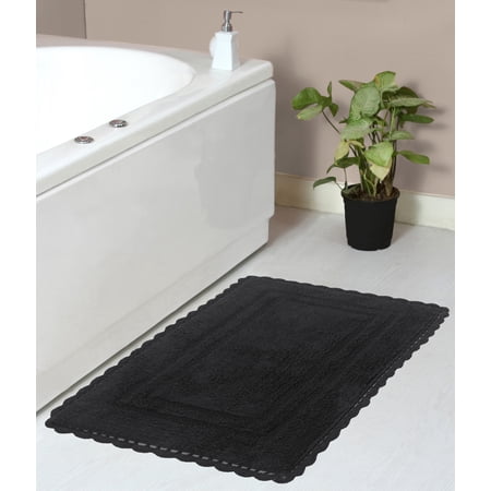 Home Weavers Inc Home Weavers Casual Elegence Bathmat Absorbent Cotton Machine Washable, Reversible Bath Rug Grey 21"x34"