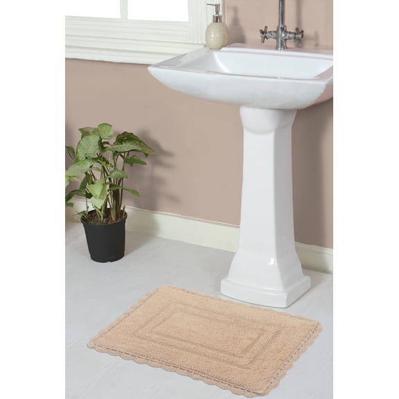 Home Weavers Inc Home Weavers Casual Elegence Bathmat Absorbent Cotton Machine Washable, Reversible Bath Rug Linen 17"x24"