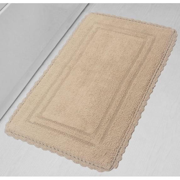 Home Weavers Inc Home Weavers Casual Elegence Bathmat Absorbent Cotton Machine Washable, Reversible Bath Rug Linen 24"x40"