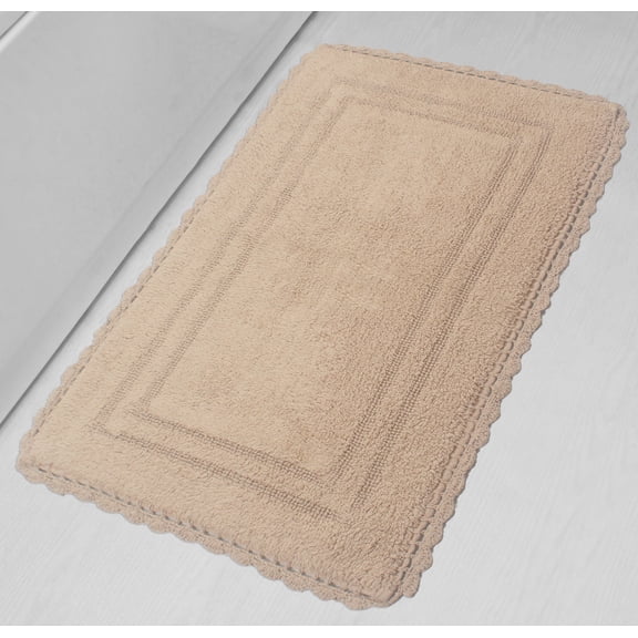 Home Weavers Inc Home Weavers Casual Elegence Bathmat Absorbent Cotton Machine Washable, Reversible Bath Rug Linen 24"x40"