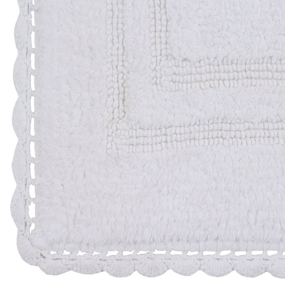 Home Weavers Inc Home Weavers Casual Elegence Bathmat Absorbent Cotton Machine Washable, Reversible Bath Rug White 21"x34"