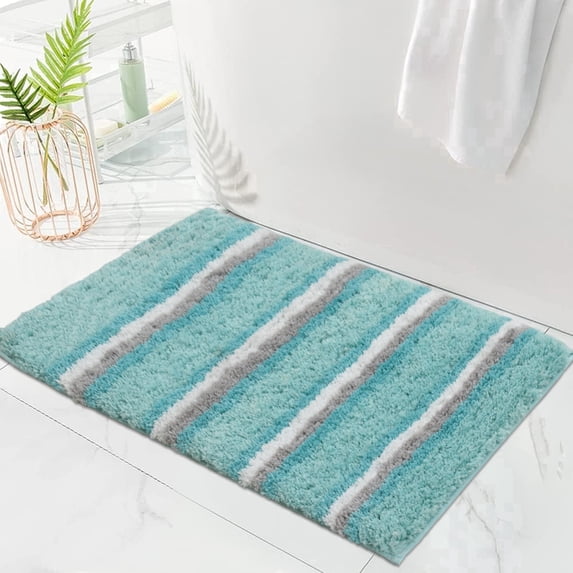 Home Weavers Glamour Collection Microfiber Bathroom Rug, Non-Slip Bath Mat, Soft Absorbent Shaggy Rug, Machine Washable, 17" x 24", Aqua