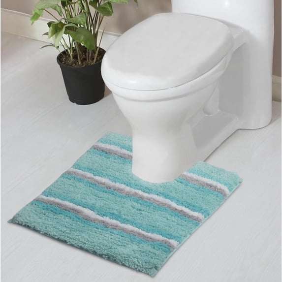 Home Weavers Glamour Collection Microfiber Bath Rug, Non-Slip TPR Backing, Soft Absorbent Bathroom Rug, Machine Washable, 20" x 20"Aqua