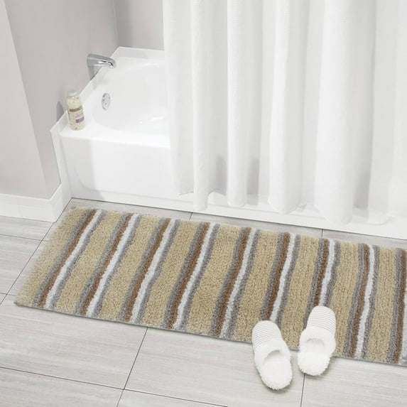 Home Weavers Inc Home Weavers Glamour Collection 100% Polyester Microfiber TPR Non-Slip Machine Washable Bathroom Rug 20"X54" - Linen