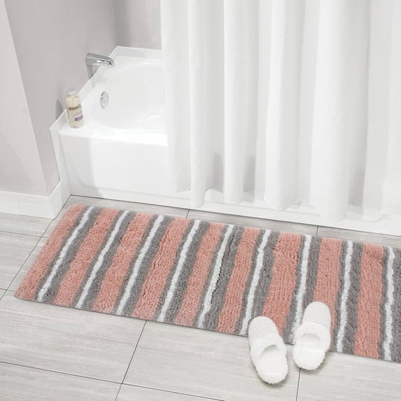 Home Weavers Glamour Collection Microfiber Bath Rug Runner, Non-Slip, Soft Absorbent, Machine Washable, 20" x 54", Pink