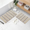 thumbnail image 1 of Home Weavers Glamour Collection 100% Polyester Microfiber Bathroom Rug, Non Slip Bath Mat Water Absorbent Soft Microfiber Shaggy Mat Machine Washable, Thick Plush Rugs - 2Pcs Set, Linen, 1 of 5
