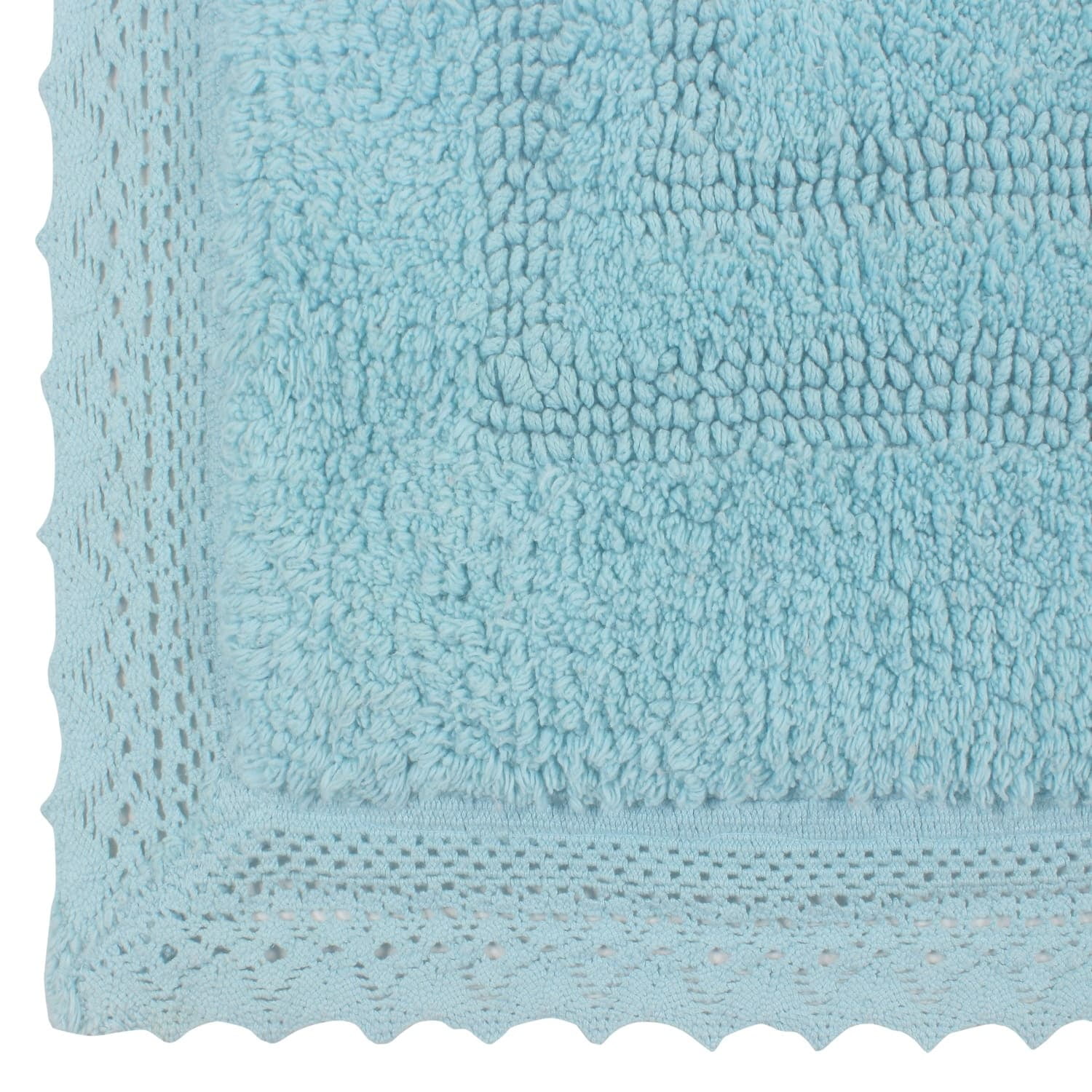 Home Weavers Inc Home Weavers Opulent Bathmat Absorbent Cotton Machine Washable, Reversible Bath Rug Aqua 20"x20"