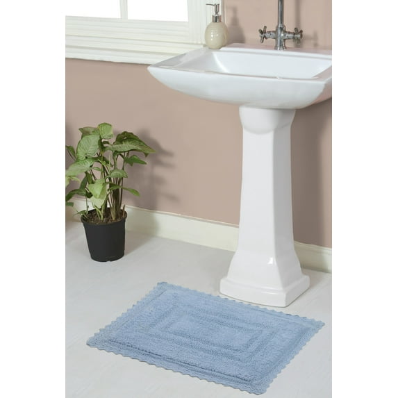Home Weavers Inc Home Weavers Opulent Bathmat Absorbent Cotton Machine Washable, Reversible Bath Rug Blue 17"x24"