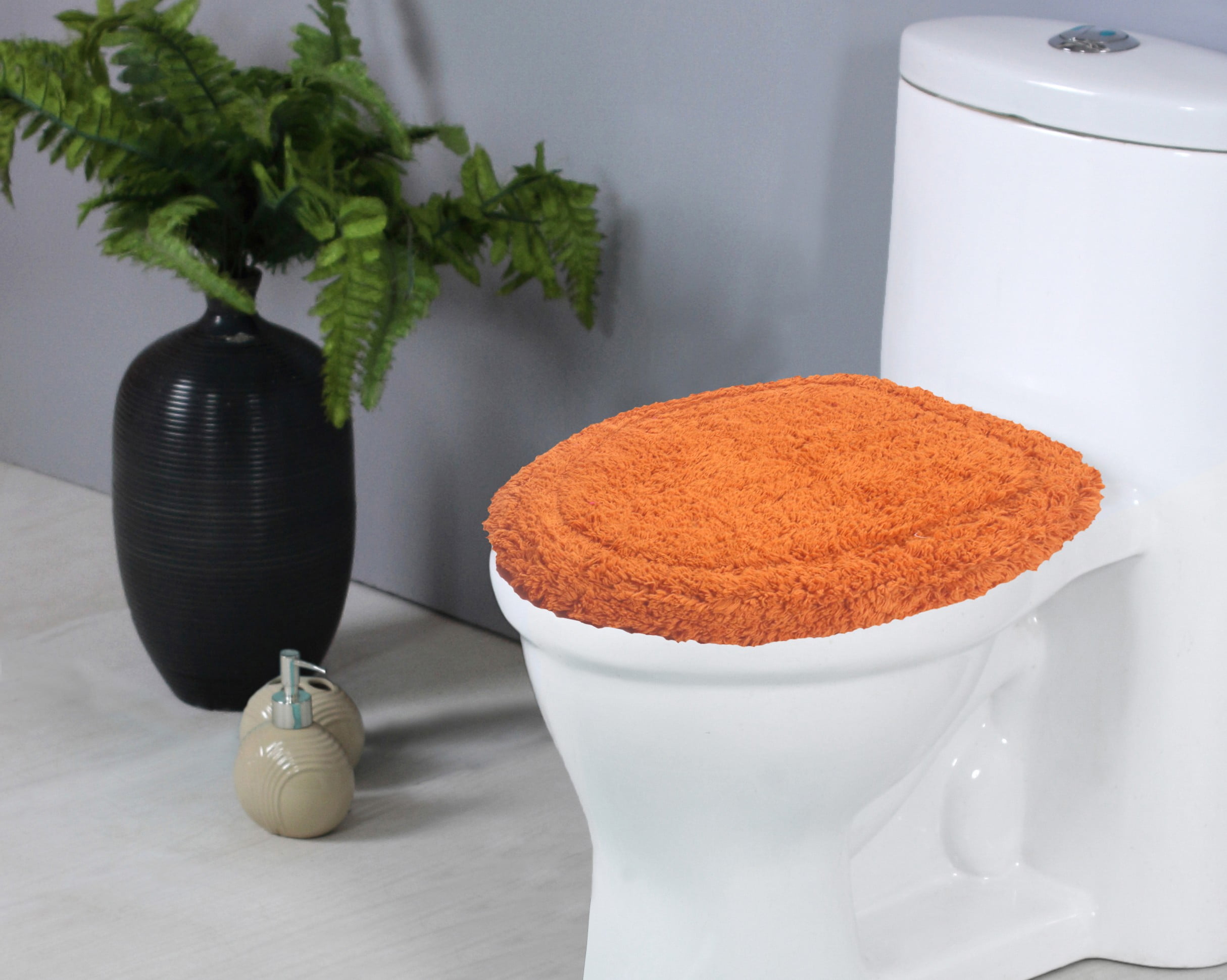 Terracotta Cotton Soft Plush Toilet Lid Cover Rug 18" x 18"
