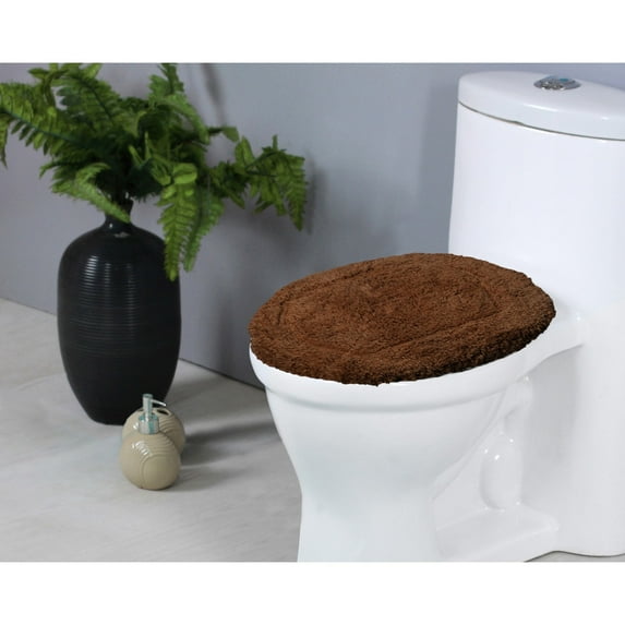 Home Weavers Inc Home Weavers WaterFord Collection Cotton Soft, Water Absorbent Toilet Seat Lid Cover, Machine Washable 18"x18" Toilet Lid Cover