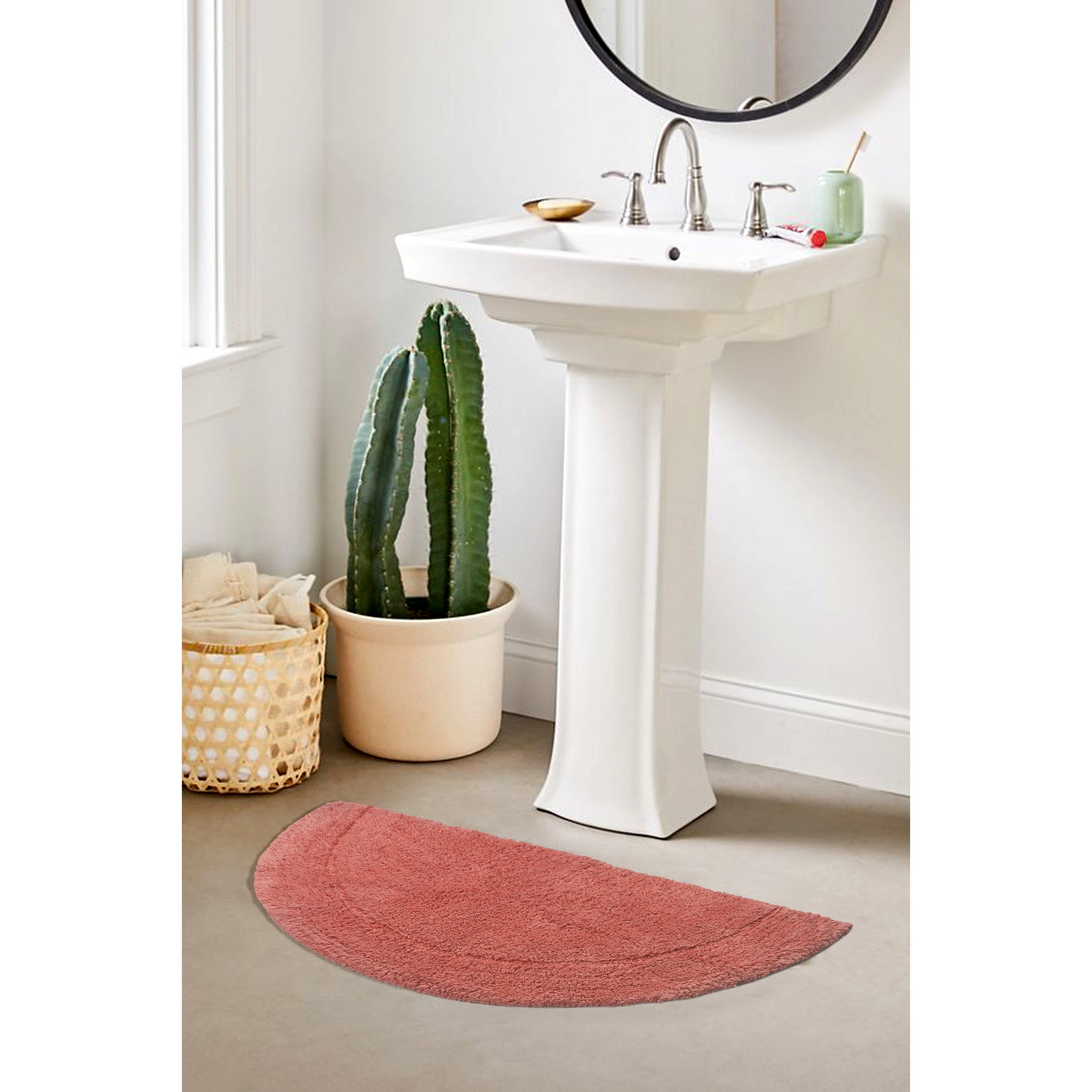 Home Weavers Inc Home Weavers Waterford Collection Absorbent Cotton Machine Washable and Dry Slice Rug 17"x30" Coral