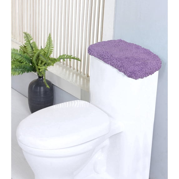 Home Weavers Waterford Collection Bathroom Rug 100% Cotton Fabric, Soft Absorbent, Elastic Edges, Machine Wash Dry, Toilet Tank Lid Cover for Bathroom, 10"x22" Tank Cover, Purple