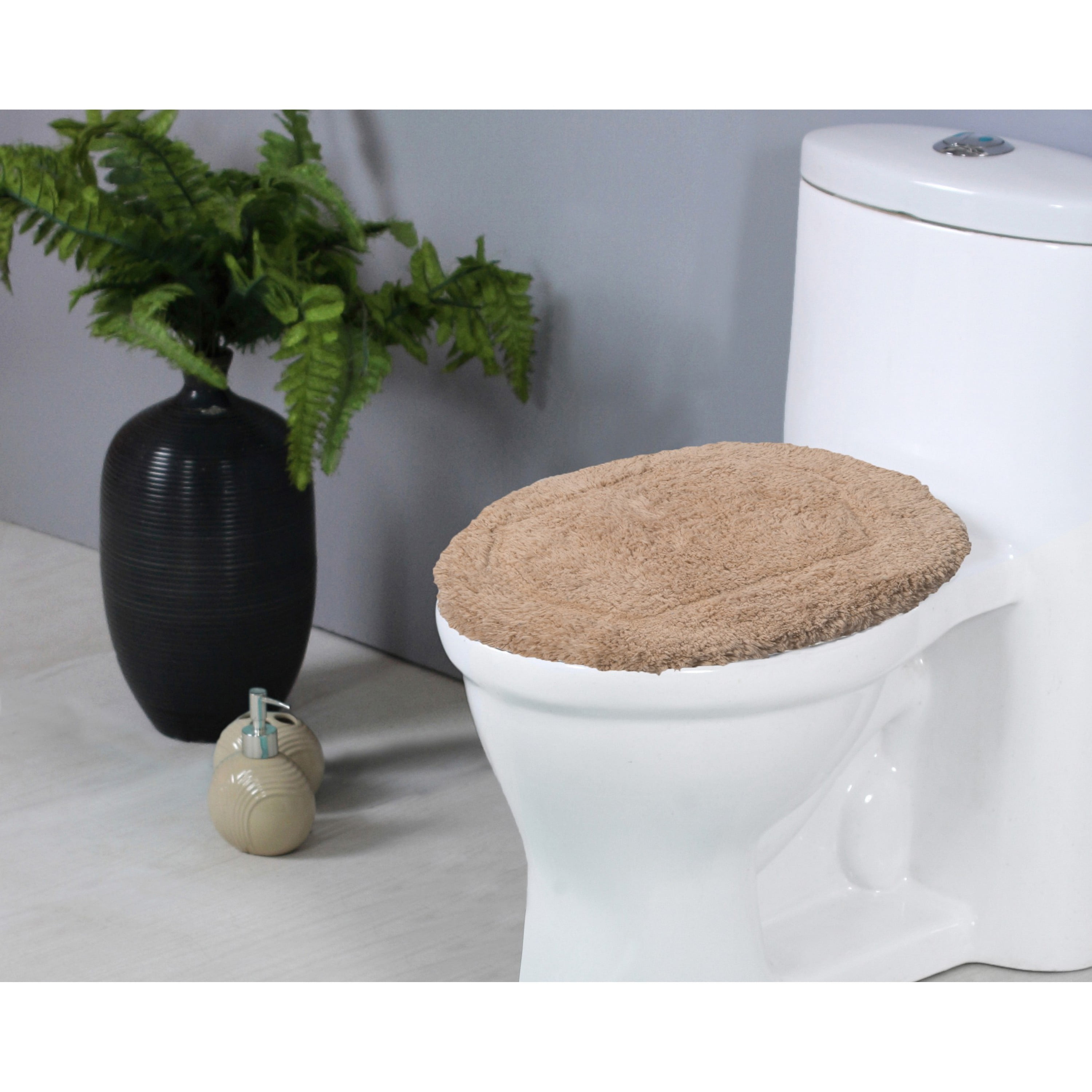 Linen Cotton Tufted Toilet Lid Cover, 18"x18"