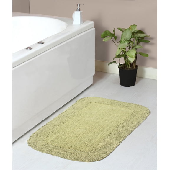 Home Weavers Inc Radiant Collection 100% Cotton Bath Carpet Non-Slip Bathroom Rug, Bath rug- 21"x34" Machine Washable Shower Rug Green