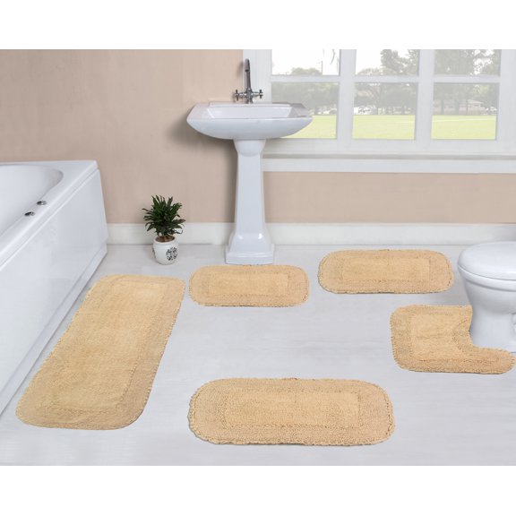 Home Weavers Inc Radiant Collection 100% Cotton Bath Rug Non-Slip Bathroom Rug Set, Machine Washable Bath Rug, 3 Piece Bath Mat Set Linen