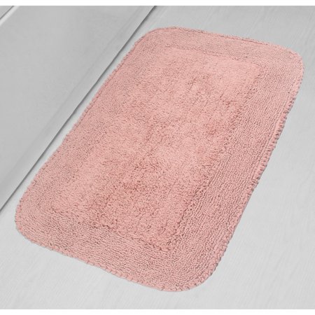 Home Weavers Inc Radiant Collection Bathroom Rug, Cotton Soft, Water Absorbent Bath Rug, Non Slip Shower Rug Machine Washable 24"x40" Rectangle Pink