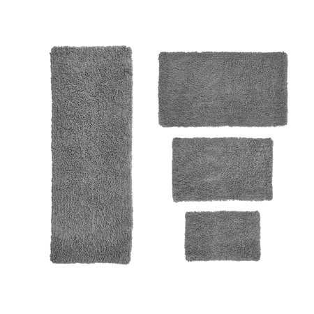 Home Weavers Inc Waterford Collection 100% Cotton Non-Slip Bathroom Rug Set, Machine Washable Bath Rug, 4 Piece Bath Mat Set with Contour Chocolate