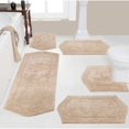 thumbnail image 1 of Home Weavers Waterford Collection 100% Cotton Non-Slip Bathroom Rug Set Machine Washable Bathroom Rug, Bath Rug, U Shaped Contour, Runner, Bathroom Rug, Linen Color 5 Piece Bath Carpet set, 1 of 5