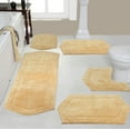 thumbnail image 1 of Home Weavers Waterford Collection 100% Cotton Non-Slip Bathroom Rug Set Machine Washable Bathroom Rug, Bath Rug, U Shaped Contour, Runner, Bathroom Rug, Yellow Color 5 Piece Bath Rug set, 1 of 8