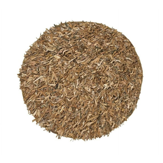 Home Weavers Leather Shaggy Collection Living Room Rug, Machine Washable Area Rugs, Rug For Living Room, Non Slip Accent Rugs, Soft Foldable Indoor Floor Rug, Easy To Clean, 4'7" Round, Tan