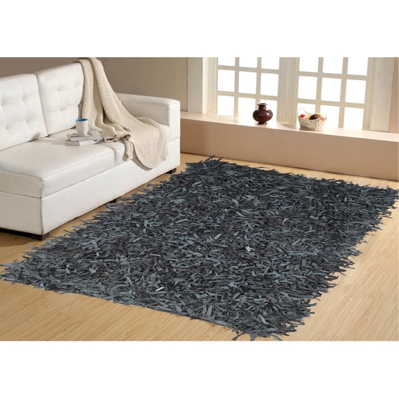 Home Weavers Leather Shaggy Collection Living Room Rug, Machine Washable Area Rugs, Rug For Living Room, Non Slip Accent Rugs, Soft Foldable Indoor Floor Carpet, Easy To Clean, 8' x 10', Grey