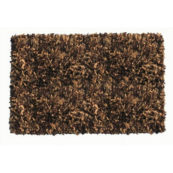 Home Weavers Leather Shaggy Collection Living Room Rug, Machine Washable Area Rugs, Rug For Living Room, Non Slip Accent Rugs, Soft Foldable Indoor Floor Rug, Easy To Clean, 8' x 10', Brown Tan