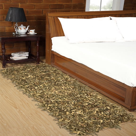 Home Weavers Leather Shaggy Collection Living Room Rug, Machine Washable Area Rugs, Rug For Living Room, Non Slip Accent Rugs, Soft Foldable Indoor Floor Rug, Easy To Clean, 2' x 6', Tan