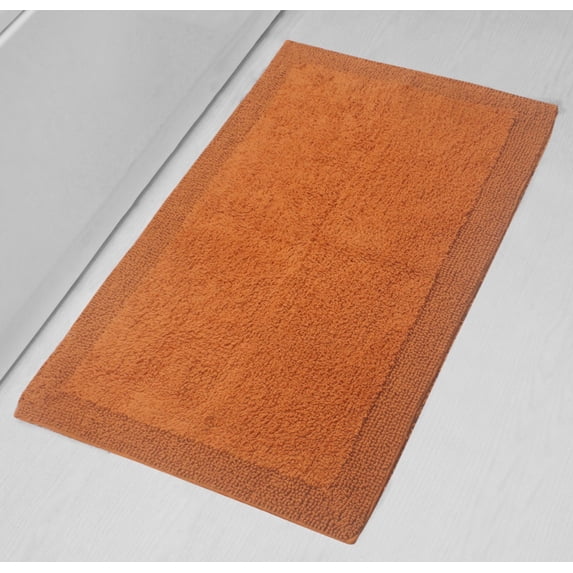 Home Weavers Luxury Bathroom Rug 100% Cotton Reversible Bathroom Rugs Set, Washable Bath Rug, Cotton Soft Absorbent Bath Rug, Kitchen Mat, Non Slip Bath Mat, 24"x40" Rectangle, Terracotta
