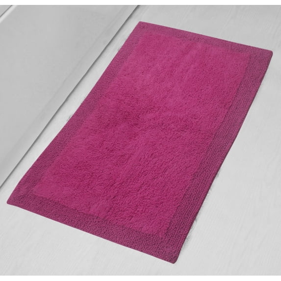 Home Weavers Luxury Bathroom Rug 100% Cotton Reversible Bathroom Rugs Set, Washable Bath Rug, Soft Cotton Soft Absorbent Bath Rug Kitchen Mat, Non Slip Bath Mat, 24"x40" Rectangle Hot Pink