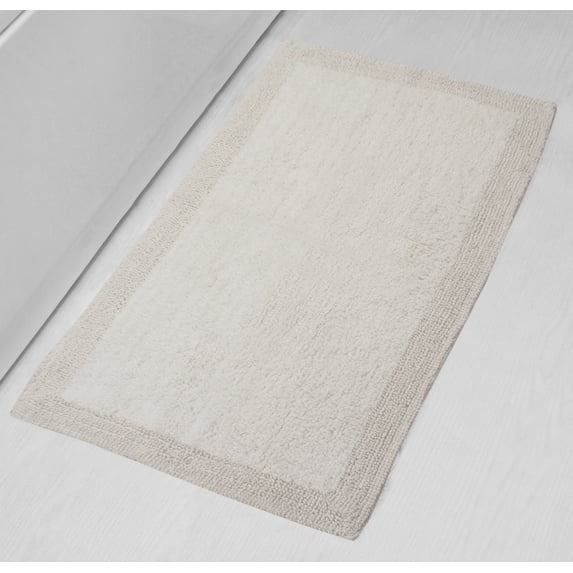 Home Weavers Luxury Bathroom Rug 100% Cotton Reversible Bathroom Rugs Set, Washable Bath Rug, Soft Cotton Soft Absorbent Bath Rug, Kitchen Mat, Non Slip Bath Mat, 24"x40" Rectangle, Ivory