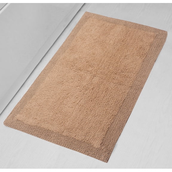 Home Weavers Luxury Bathroom Rug 100% Cotton Reversible Bathroom Rugs Set, Washable Bath Rug, Soft Cotton Soft Absorbent Bath Rug, Kitchen Mat, Non Slip Bath Mat, 24"x40" Rectangle, Linen