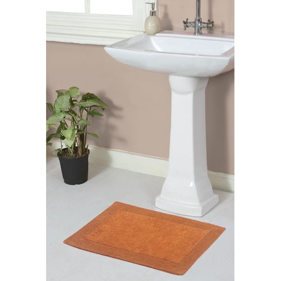 Home Weavers Luxury Bathroom Rug 100% Cotton Reversible Bathroom Rugs Set, Washable Rug, Soft Absorbent bath Rug, Bathroom rug, Kitchen Mat, Non Slip Bath Decor Mat, 17"x24" Rectangle Terracotta