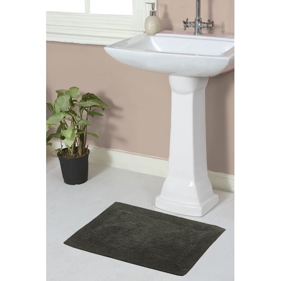 Home Weavers Luxury Bathroom Rug 100% Cotton Reversible Bathroom Rugs Set, Washable Rug, Soft Absorbent bath Rug, Bathroom rug, Kitchen Mat, Non Slip Bath Decor Mat Set, 17"x24" Rectangle, Gray