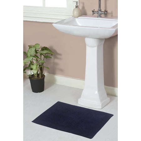 Home Weavers Luxury Bathroom Rug 100% Cotton Reversible Bathroom Rugs Set, Washable Rug, Soft Absorbent bath Rug, Bathroom rug, Kitchen Mat, Non Slip Bath Decor Mat Set, 17"x24" Rectangle, Navy