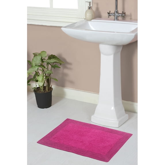 Home Weavers Luxury Bathroom Rug 100% Cotton Reversible Bathroom Rugs Set, Washable Rug, Soft Absorbent bath Rug, Bathroom Rug, Kitchen Mat, Non Slip Bath Decor Mat, 17"x24" Rectangle, Hot Pink