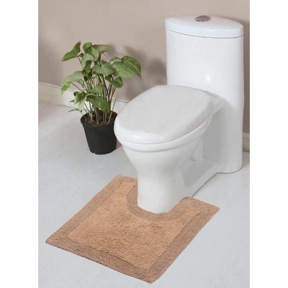 Home Weavers Luxury Bathroom Rug Toilet Rugs U Shaped Contour, Thick Toilet Rug, Non-Slip Contour Mat for Bathroom Rug,100% Cotton Soft, Absorbent Water, Machine Washable, 20"x20" Contour, Linen