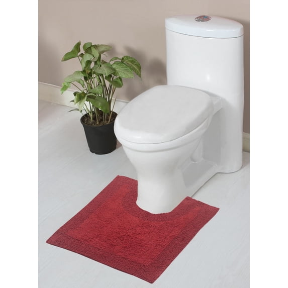 Home Weavers Luxury Bathroom Rug Toilet Rugs U Shaped Contour, Thick Toilet Rug, Non-Slip Contour Mat for Bathroom Rug,100% Cotton Soft, Absorbent Water, Machine Washable, 20"x20" Contour, Red