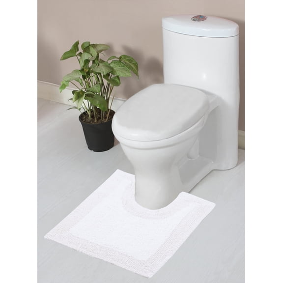 Home Weavers Luxury Bathroom Rug Toilet Rugs U Shaped Contour, Thick Toilet Rug, Non-Slip Contour Mat for Bathroom Rug,100% Cotton Soft, Absorbent Water, Machine Washable, 20"x20" Contour, White