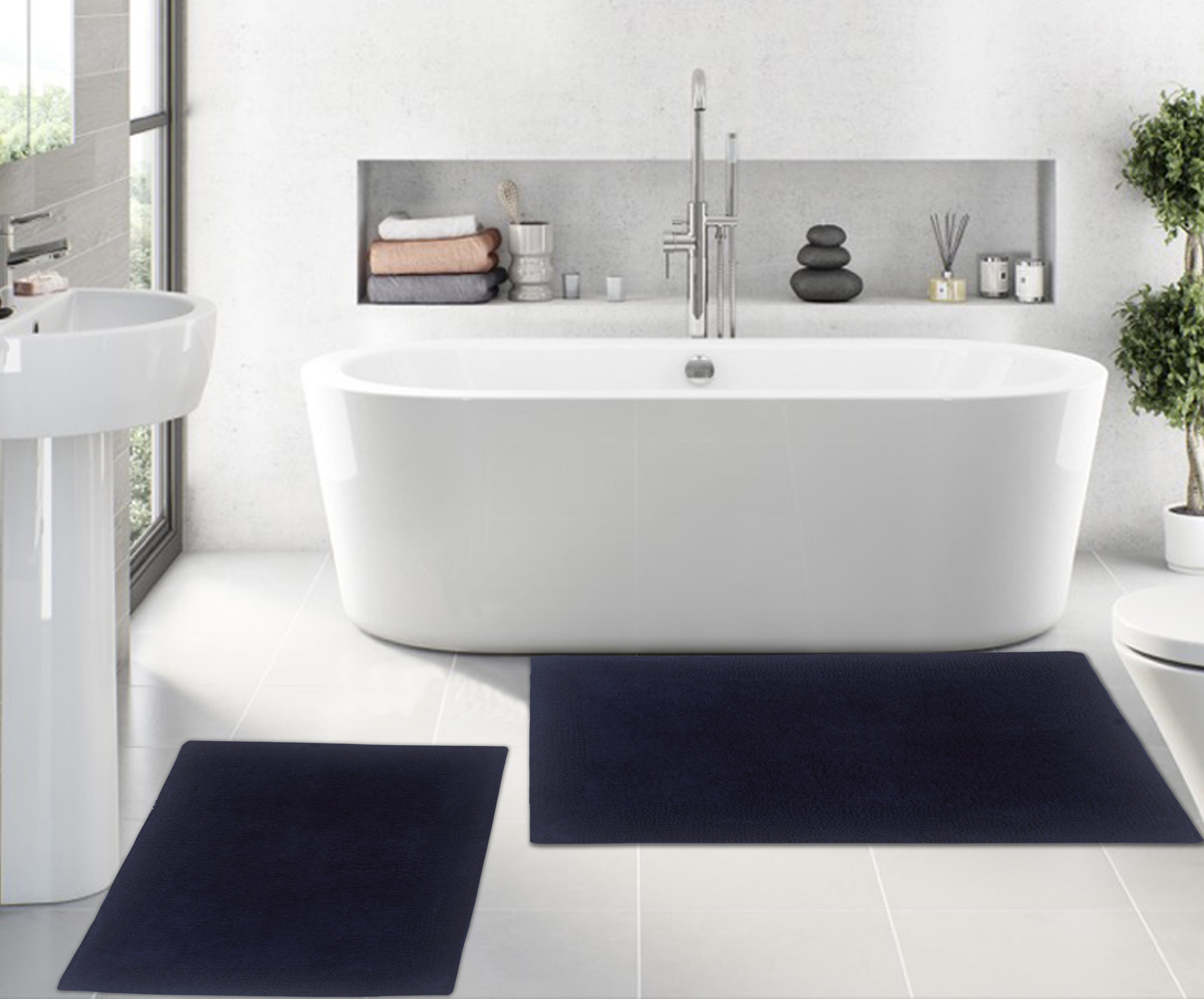 Home Weavers Luxury Collection 100% Cotton Reversible Bathroom Rug Set ...