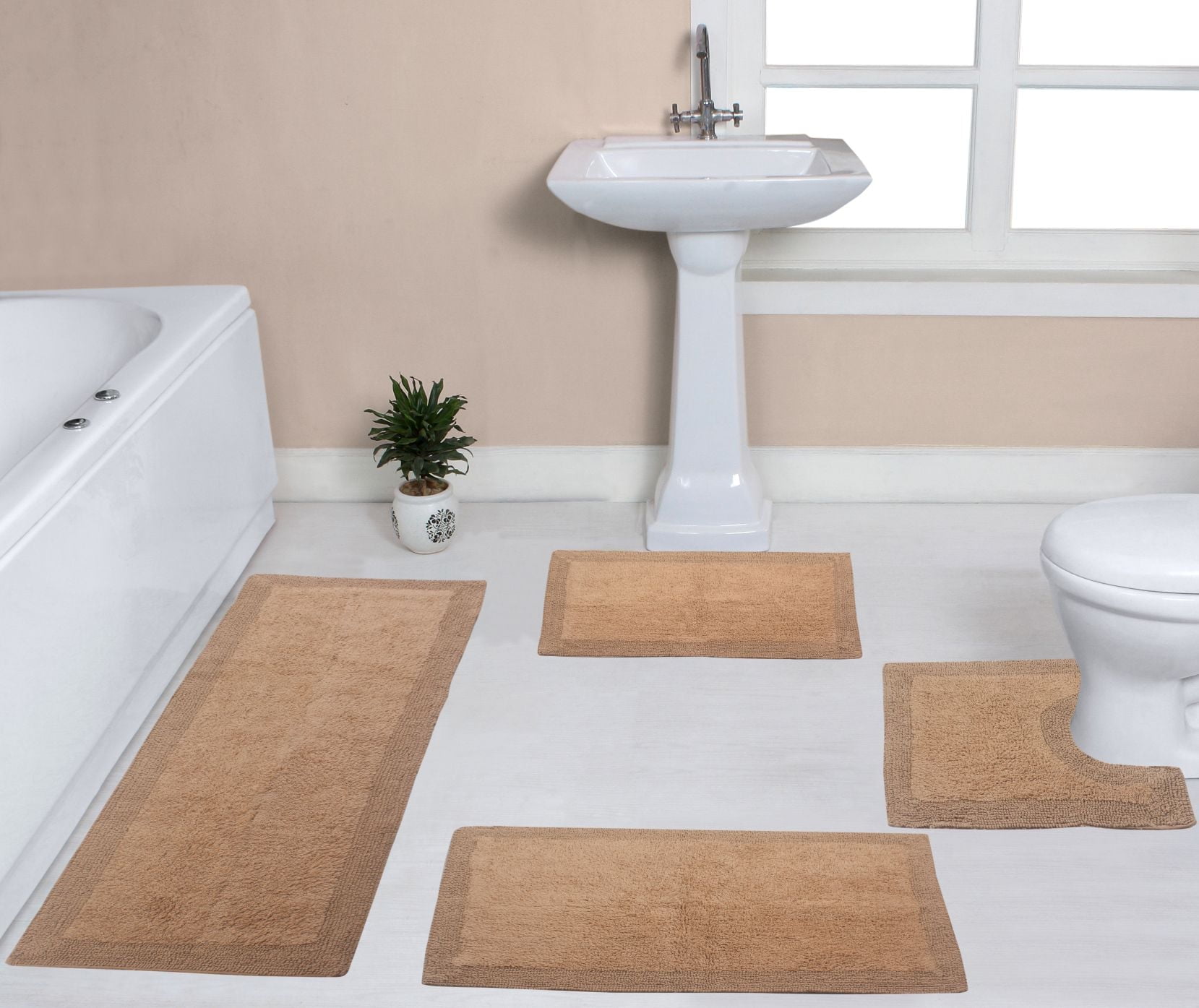 Home Weavers Luxury Collection 100% Cotton Reversible Bathroom Rug Set ...
