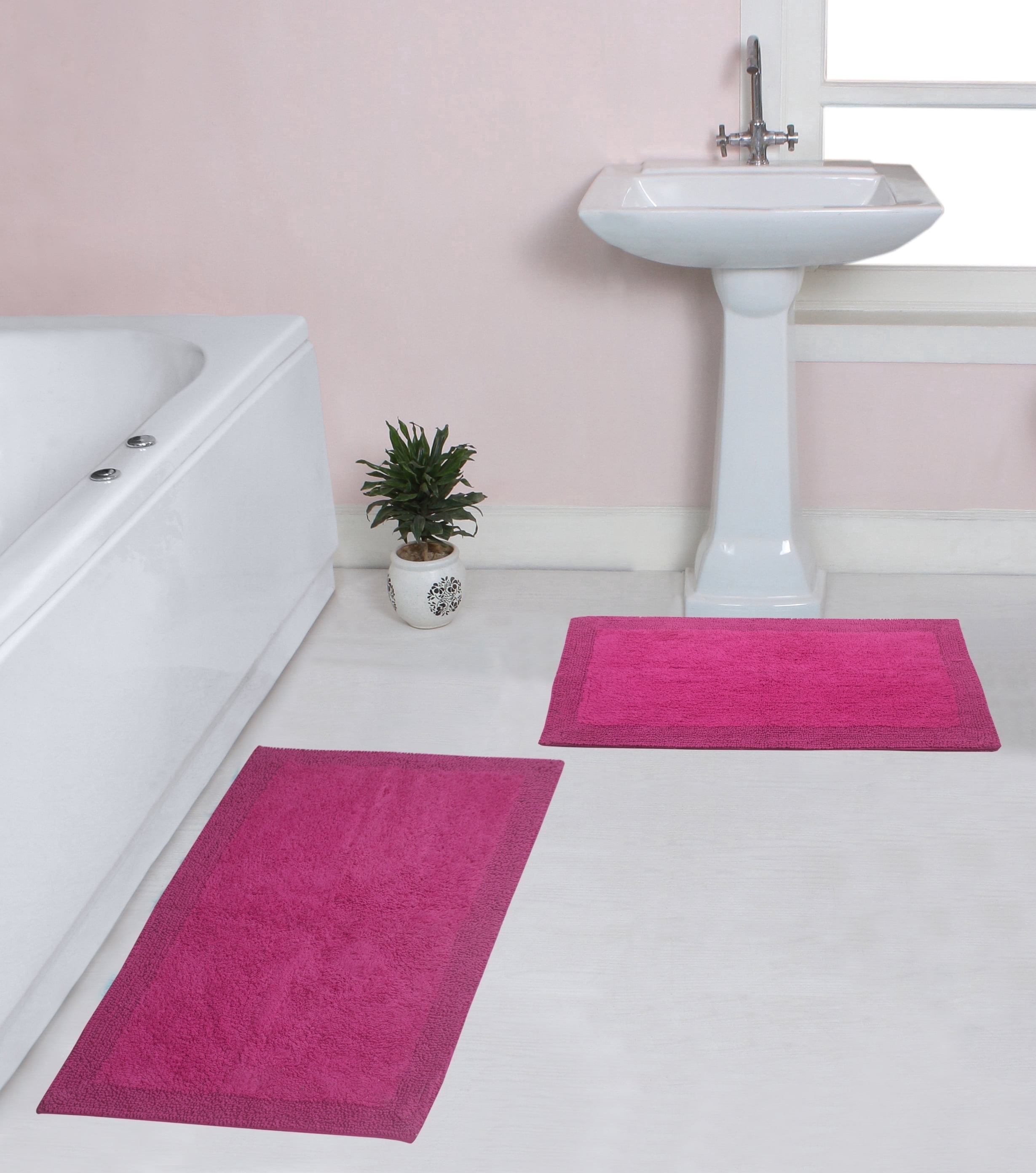 Home Weavers Luxury Collection 100% Cotton Reversible Bathroom Rug Set ...